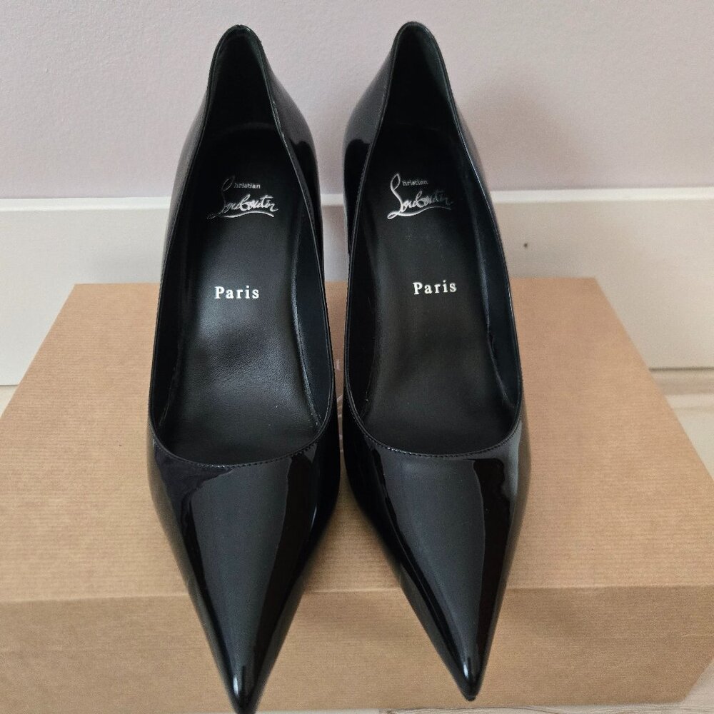 Christian Louboutin "Miss Z" 80mm Black Patent Pumps (38.5)